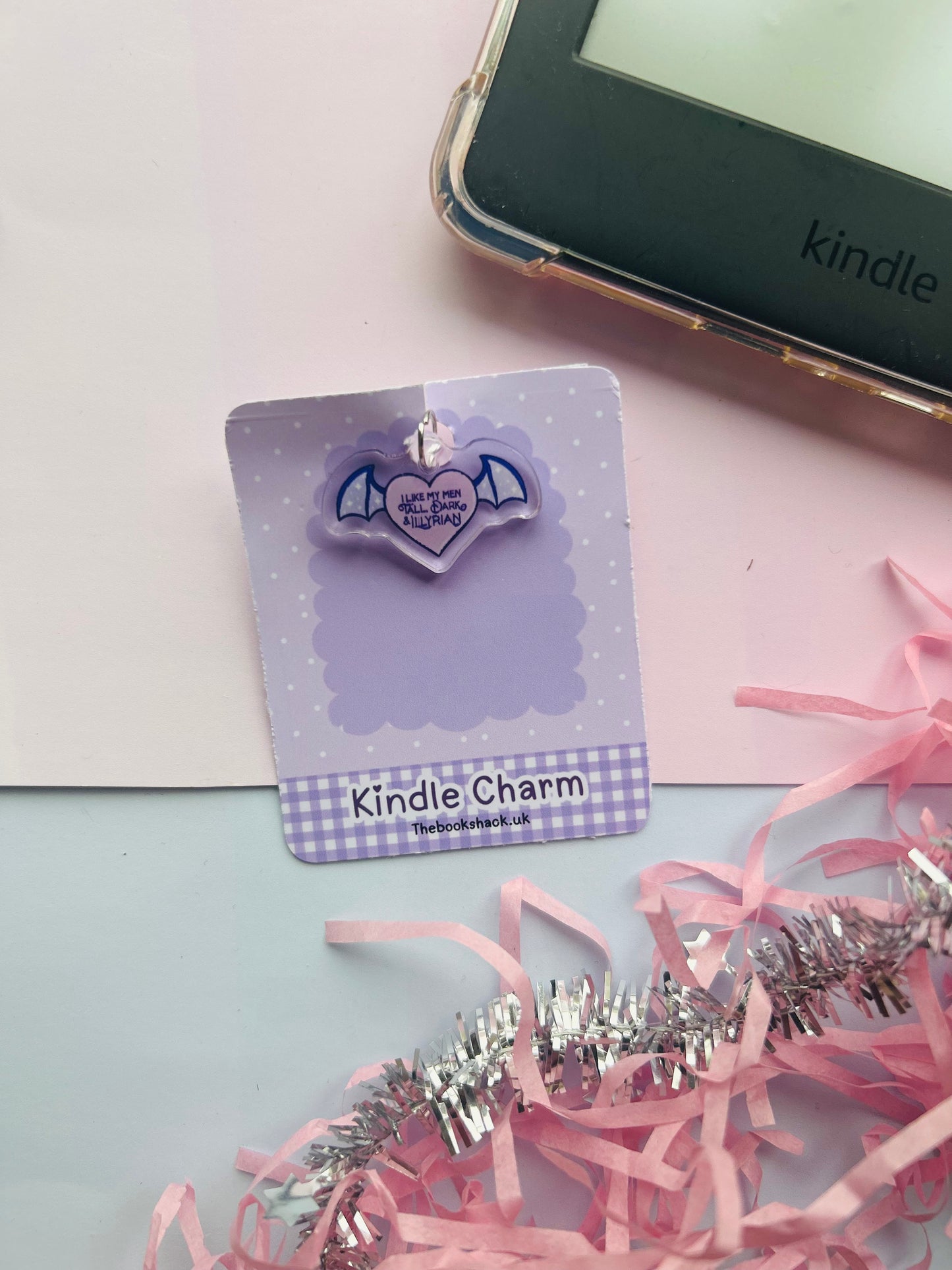 Bat Wing Heart Kindle Charm – “I Like My Men Tall, Dark & Winged” USB-C Dust Plug