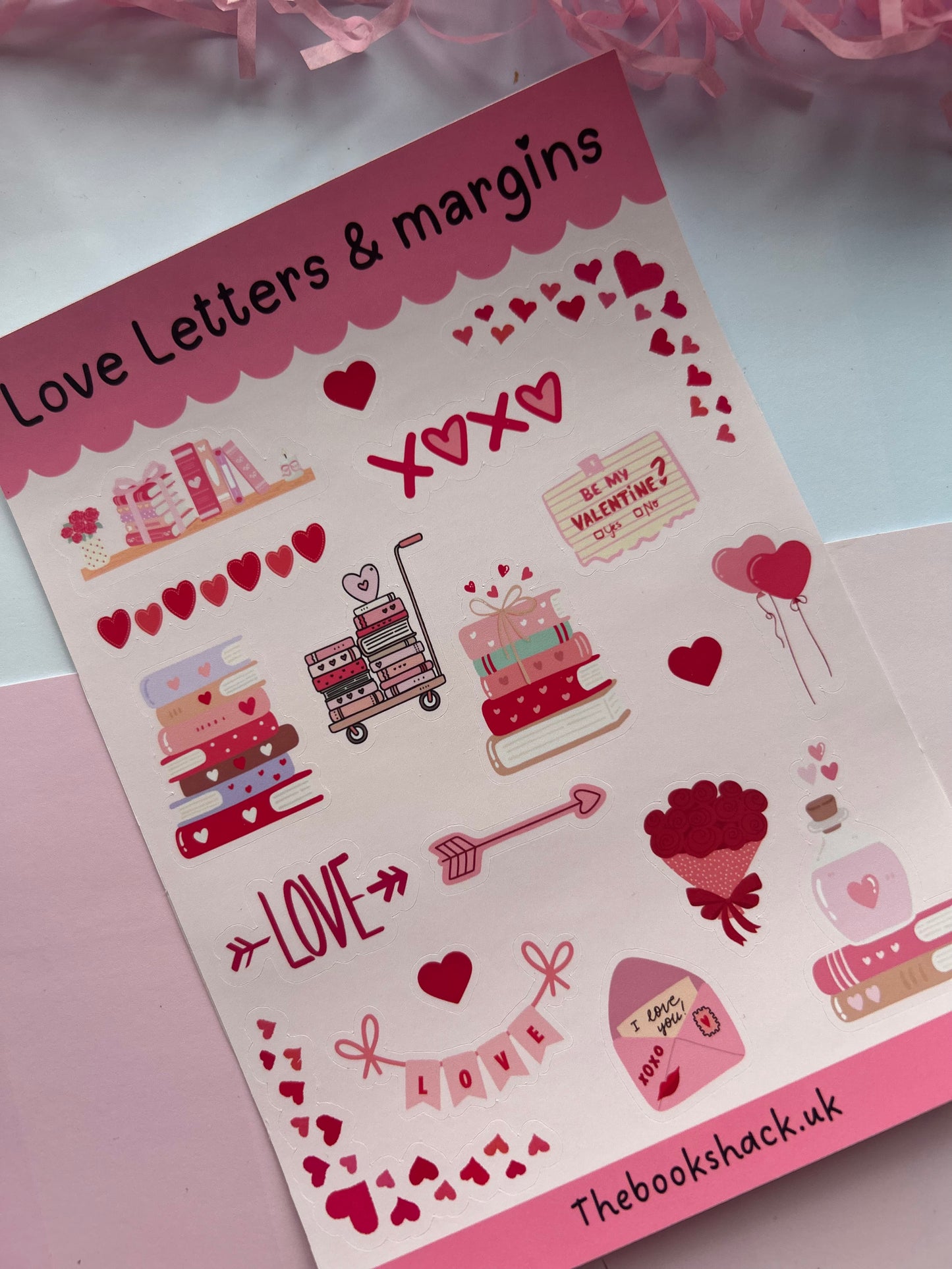 Love Letters & Margins Sticker Sheet – Valentine Bookish Romance