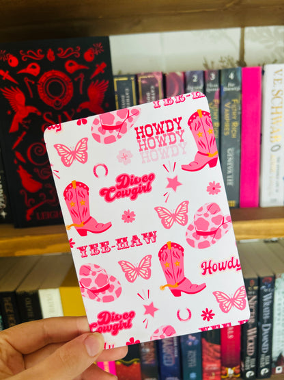 Pink Cowboy Kindle Insert – Western Prints & Swirly Pink Back | Matte Photo Card