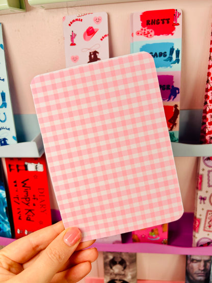 Pink gingham back panel for double-sided STEM romance Kindle insert