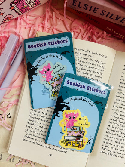 Adorable 'Book Hoarder' Dragon Stickers – Cute Bookish Gift for Readers and Collectors