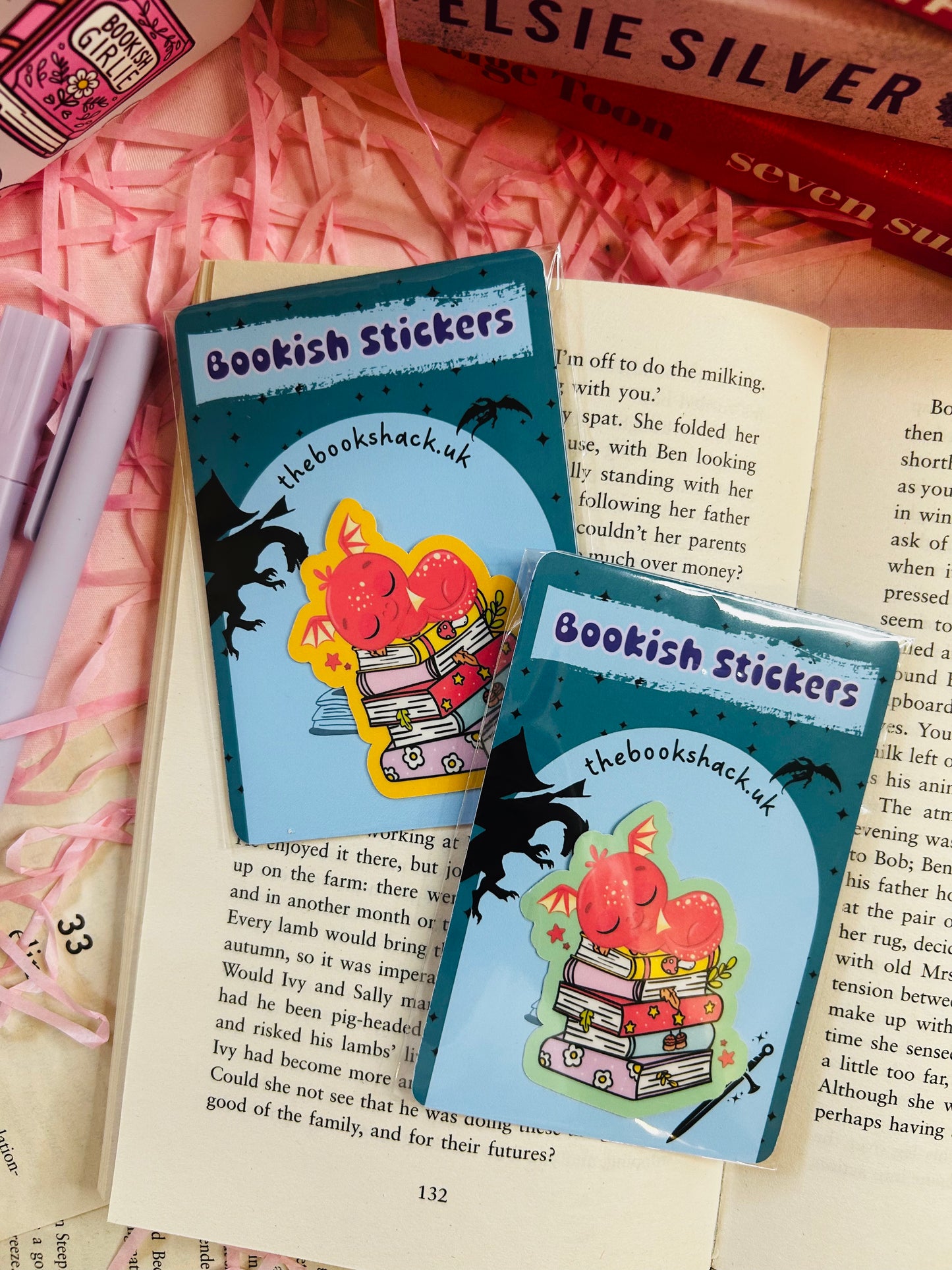 Red sleeping Dragon bookish sticker – Cute Fantasy Book Lover Gift