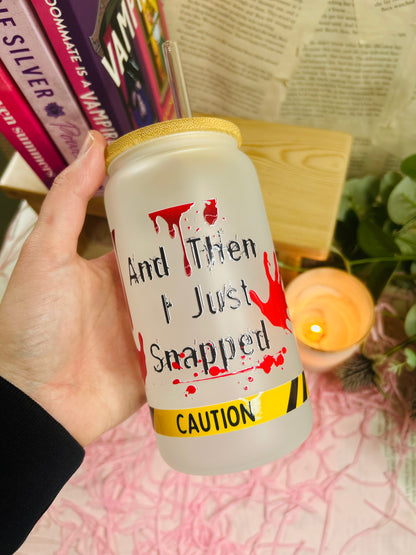 Frosted bookish thriller glass cup with straw