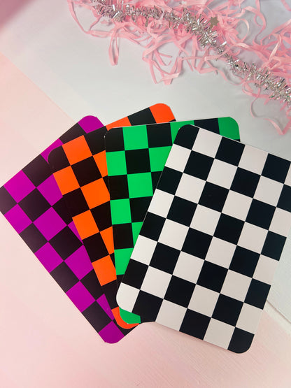 Double-sided checkered Kindle insert set, white-and-black and multicolor checker designs