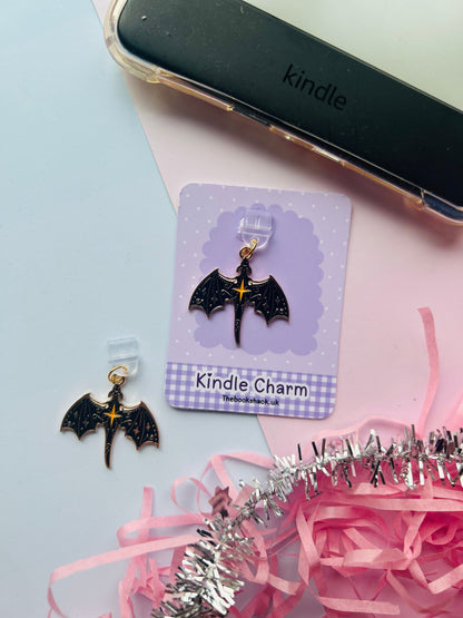 Dragon Inspired Kindle Charm Dust Plug – Fantasy Bookish USB-C Reader Accessory with Initial Charm Option