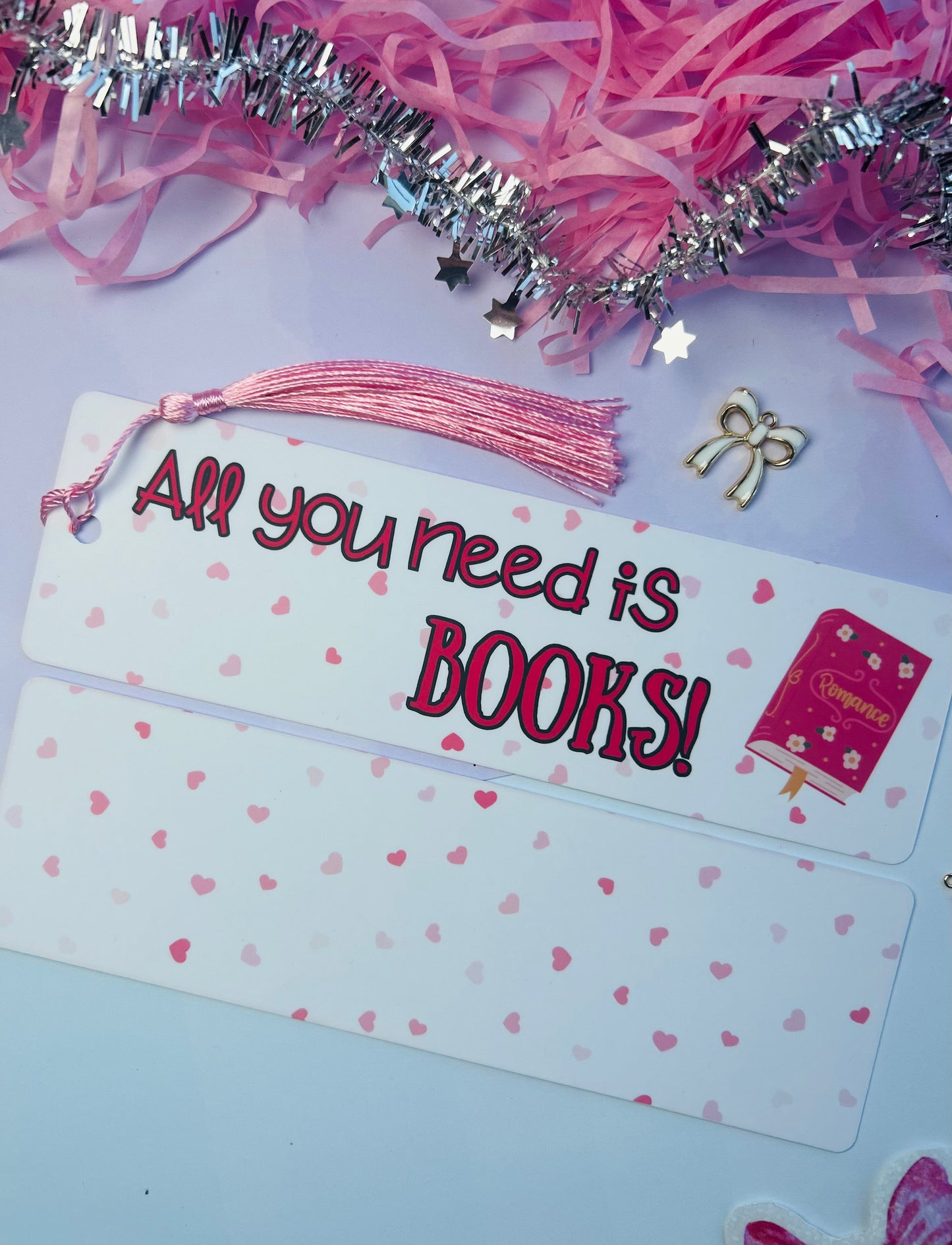 All You Need is Books! Laminated Valentine’s Bookmark with Tassel – Cute Book Lover Gift
