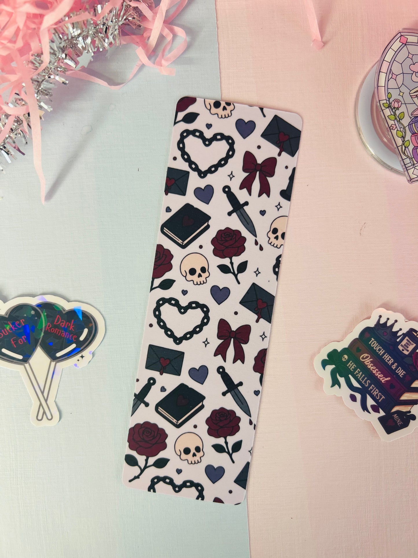 Dark Romance Bookmark – Double-Sided Bookish Bookmark | Optional Tassel