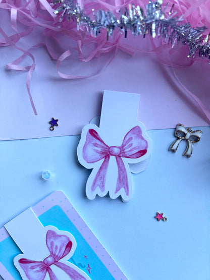 Pastel Bow Magnetic Bookmark – Cute Aesthetic Ribbon Bookmark for Book Lovers