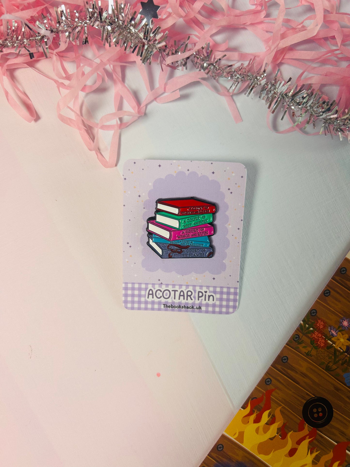 ACOTAR Inspired Book Stack Enamel Pin – Fantasy Bookish Pin