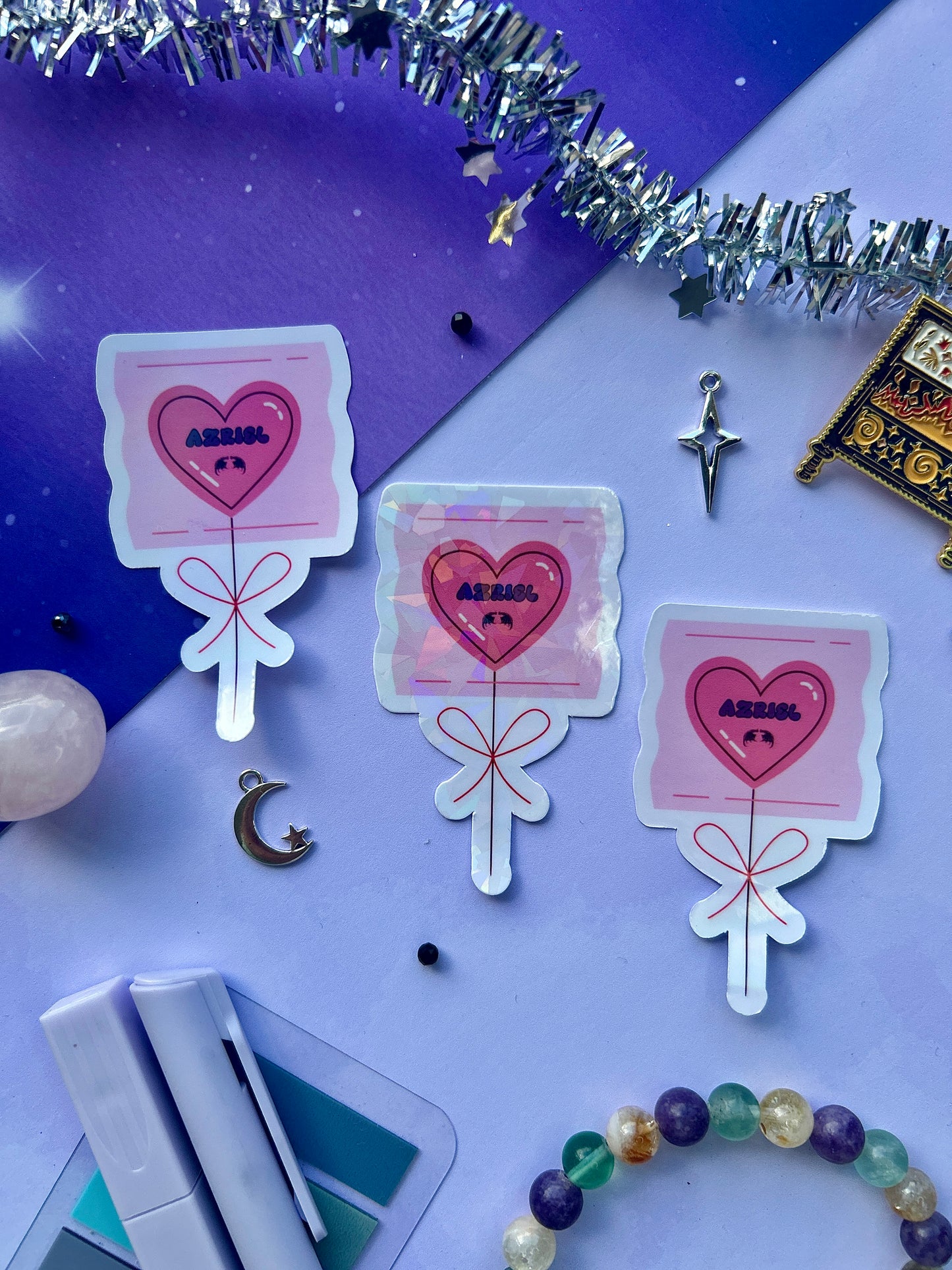 ACOTAR Candy Heart Balloon Stickers – Holographic. The bat boys, ACOTAR Inspired Fantasy Sticker, acotar, bookish gifts, fantasy stickers