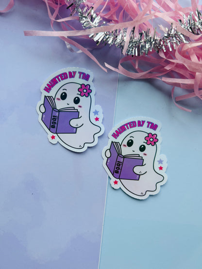 Haunted by My TBR Holographic Sticker – Cute Ghost Bookish Vinyl Decal