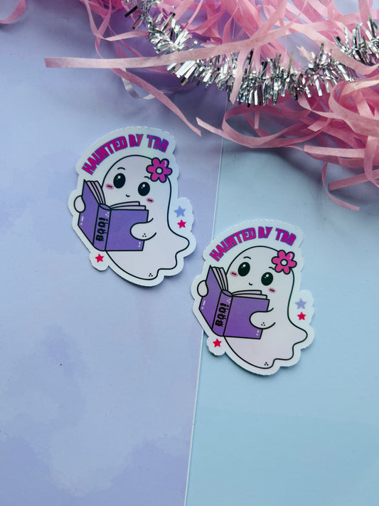 Haunted by My TBR Holographic Sticker – Cute Ghost Bookish Vinyl Decal