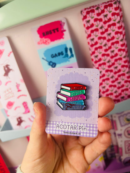 ACOTAR Inspired Book Stack Enamel Pin – Fantasy Bookish Pin