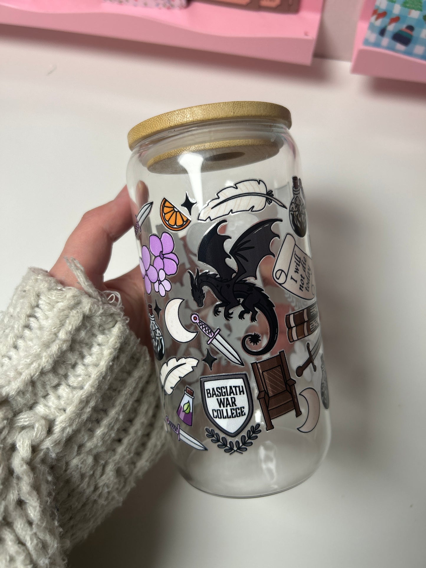 Fourth Wing Reader Glass Cup – Clear/frosted