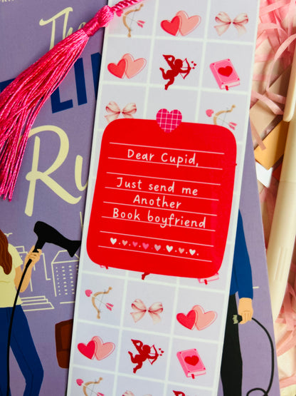Dear cupid Valentine’s Bookmark with Tassel – romance bookmark, Cute Book Lover Gift, pink bookish bookmark, book boyfriends