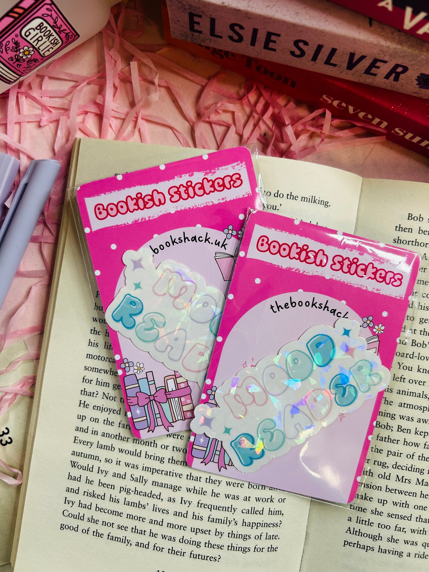 mood reader bookish holographic sticker