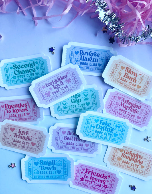 Book Trope Book Club Holographic Stickers – 13 Designs for Book Lovers