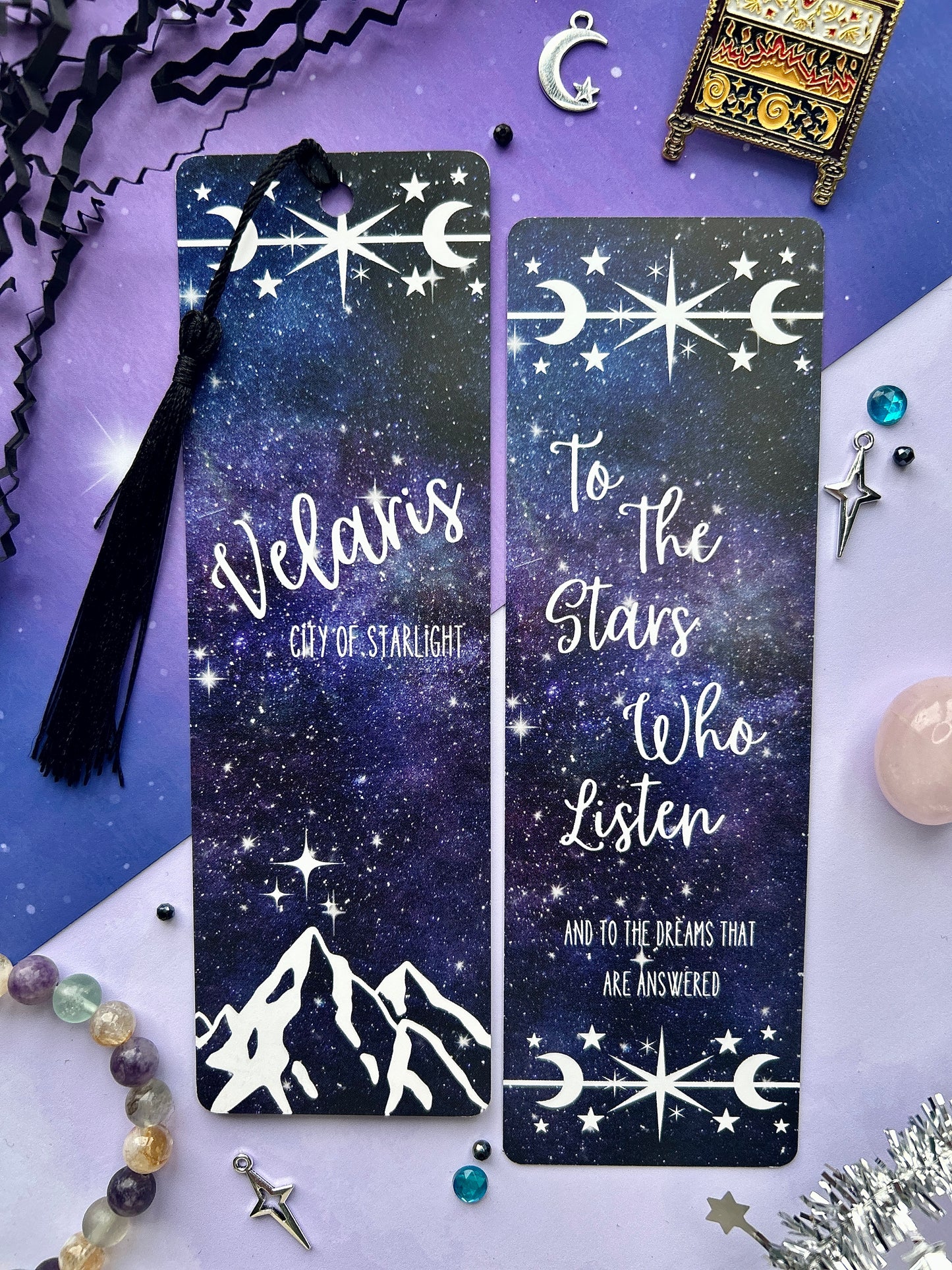 Officially Licensed Blue Velaris Starry Bookmark – ACOTAR-Inspired
