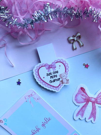 Just One More Chapter Magnetic Bookmark – Cute Teddy Bear Aesthetic
