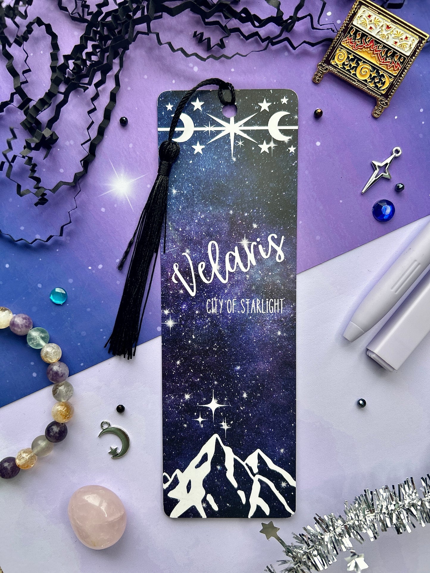 Officially Licensed Blue Velaris Starry Bookmark – ACOTAR-Inspired