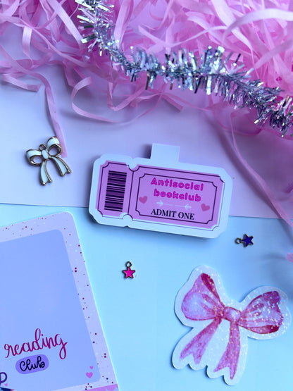 Antisocial Book Club Magnetic Bookmark – Cute Pink Reading Club Gift for Book Lovers