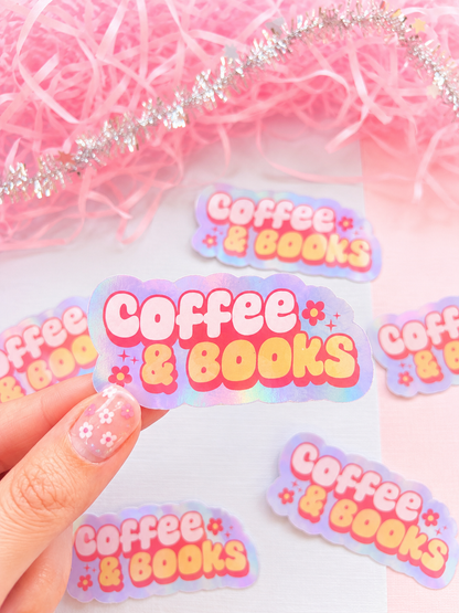 Books & Coffee Holographic Sticker – Bookish Vinyl Decal