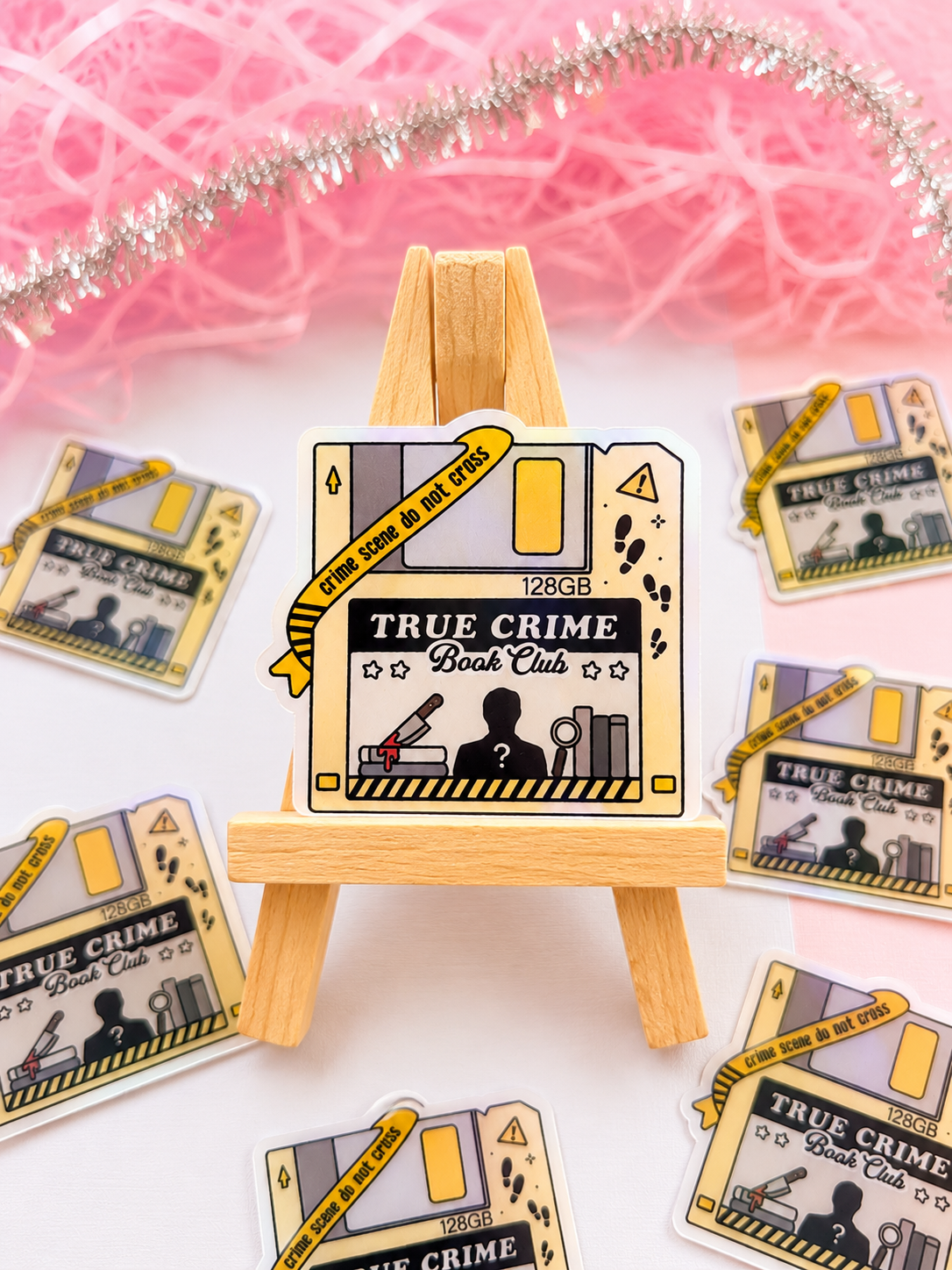 True Crime Book Club Floppy Disk Holographic Sticker – Bookish Vinyl Decal