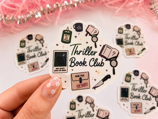 Thriller Book Club Holographic Sticker – Mystery Bookish Vinyl Decal