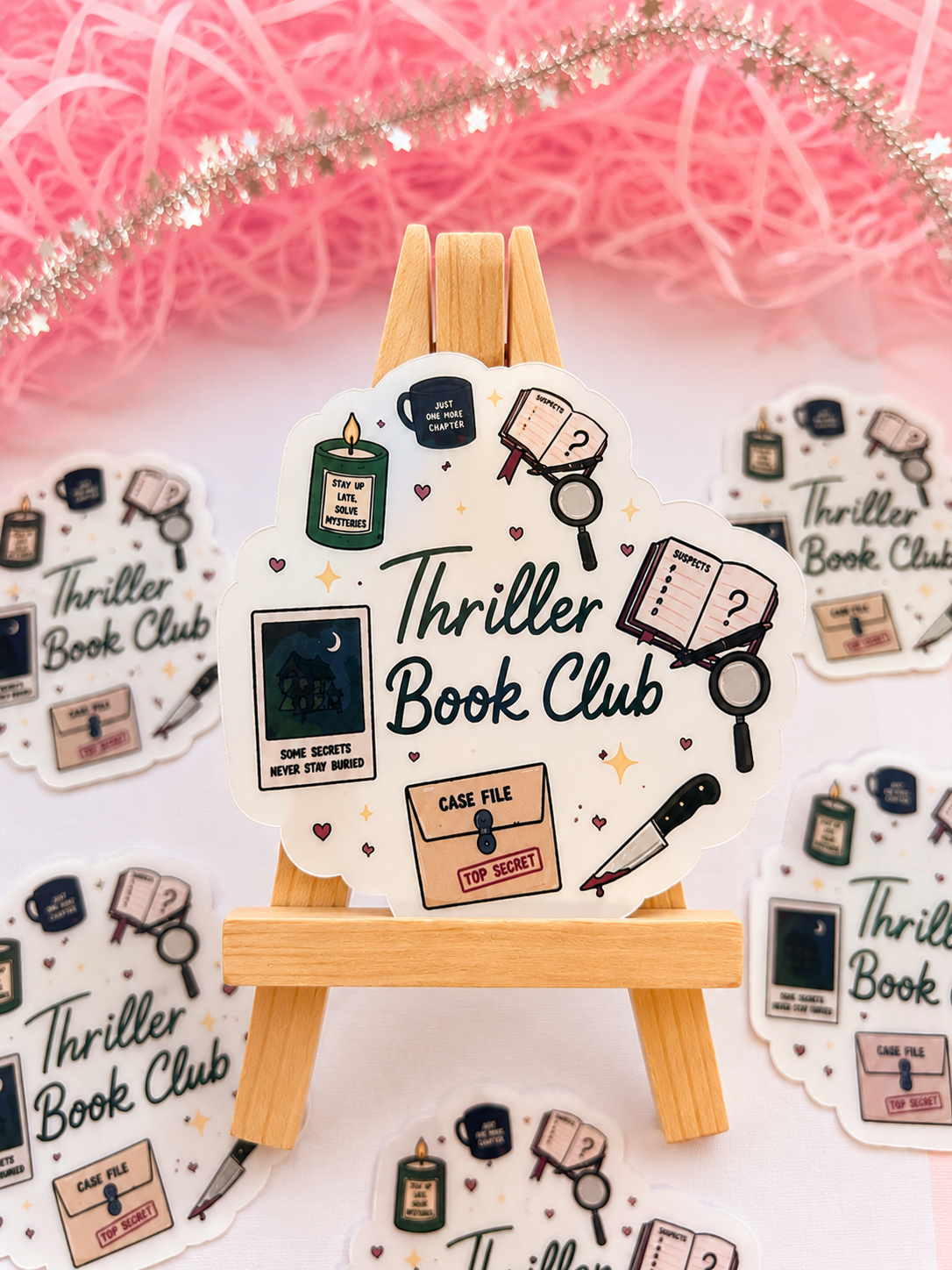 Thriller Book Club Holographic Sticker – Mystery Bookish Vinyl Decal