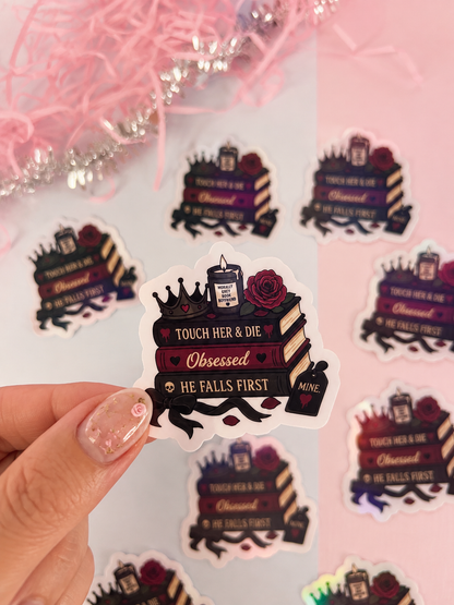 Dark Romance Book Stack Holographic Sticker – Bookish Vinyl Decal