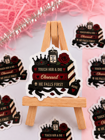 Dark Romance Book Stack Holographic Sticker – Bookish Vinyl Decal