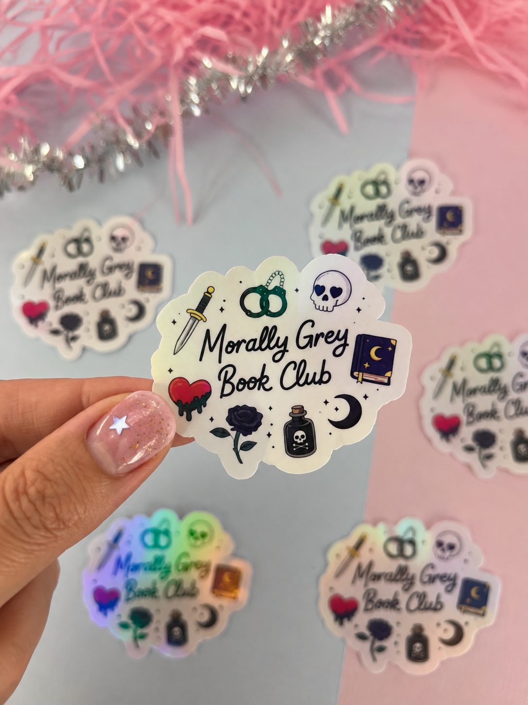Morally Grey Book Club Holographic Sticker – Dark Romance Vinyl Decal