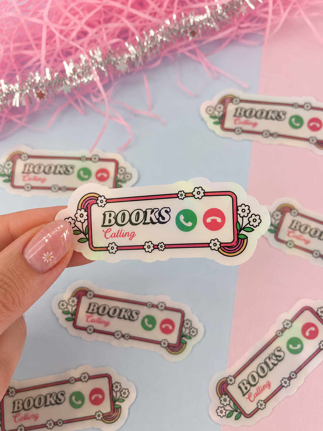 Books Calling Holographic Sticker – Cute Bookish Vinyl Decal