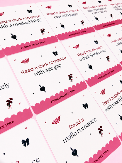 Dark Romance TBR Prompt Cards – 16 Bookish Reading Challenge Cards