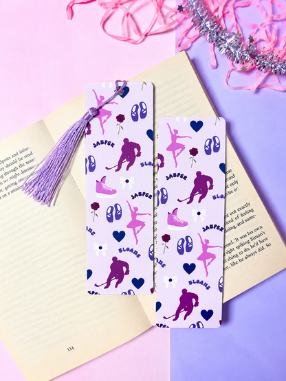 Cowboy-themed paper bookmark pair with purple patterns and a tassel on one side