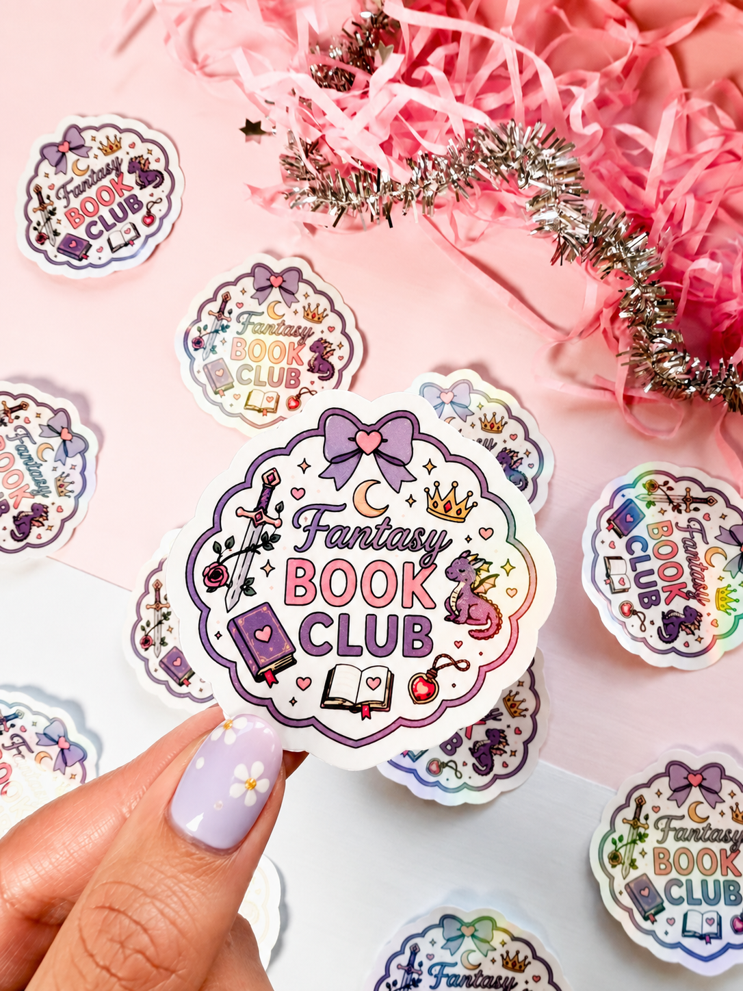 Fantasy Book Club Holographic Sticker | Book Lover Sticker | Waterproof Bookish Decal