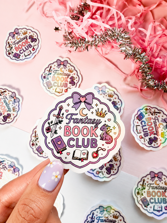 Fantasy Book Club Holographic Sticker | Book Lover Sticker | Waterproof Bookish Decal