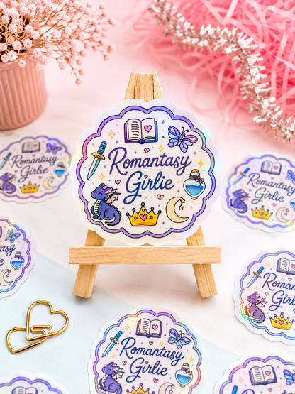 Romantasy Girlie Holographic Sticker | Fantasy Romance Book Lover Sticker | Waterproof Vinyl Decal