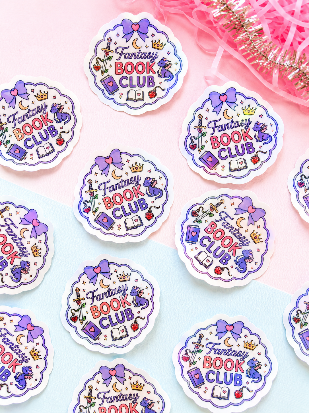 Romantasy Girlie Holographic Sticker | Fantasy Romance Book Lover Sticker | Waterproof Vinyl Decal