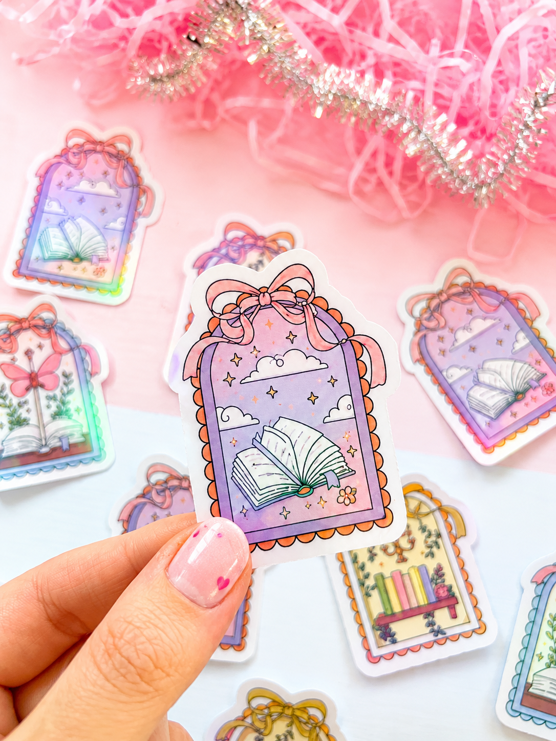 ✨🌙🧚 Whimsical Fantasy Holographic Sticker 🐉📚✨