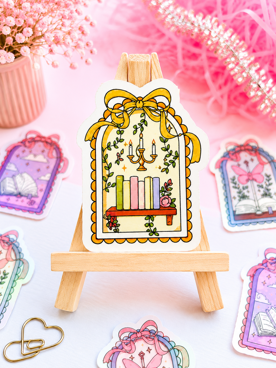 Whimsical Fantasy Holographic Sticker 🐉📚✨