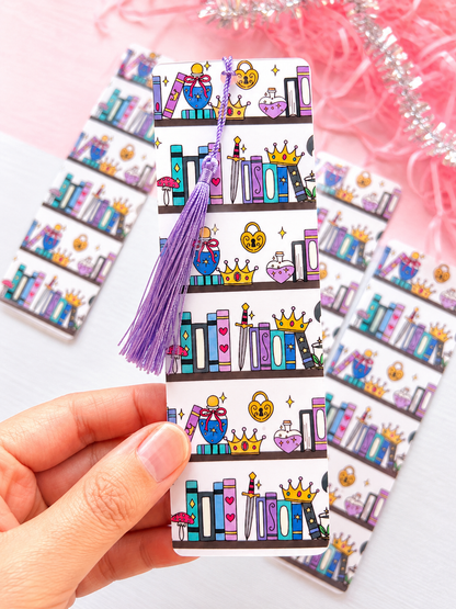 Whimsical Fantasy Bookshelf Bookmark | Double-Sided Book Lover Bookmark |