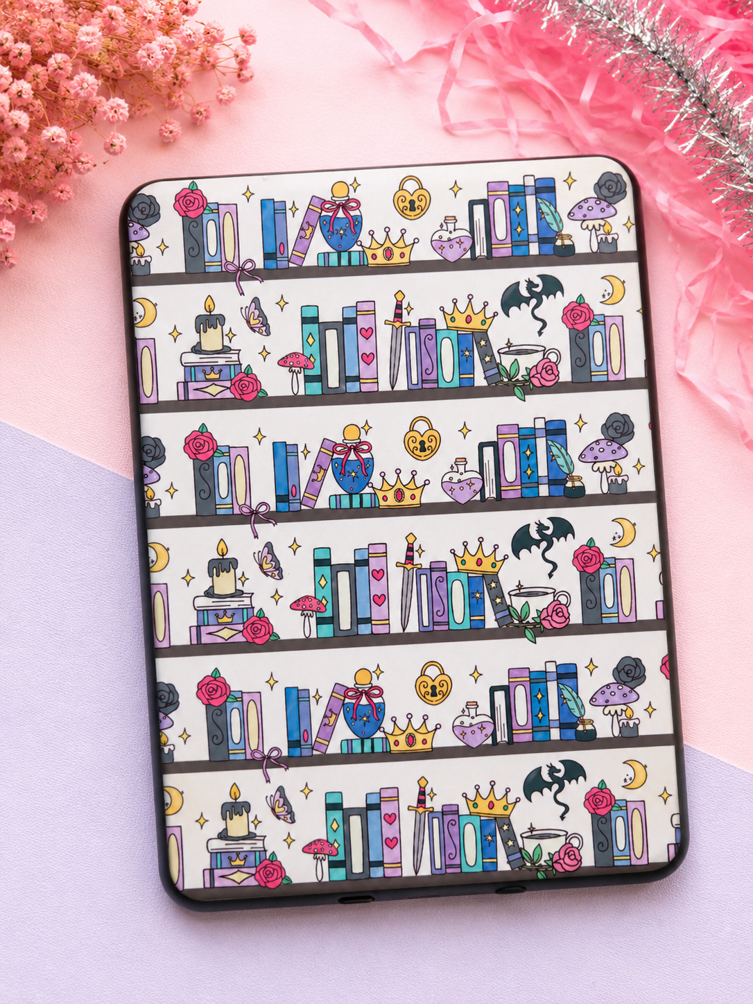 Whimsical Fantasy Bookshelf Kindle Insert