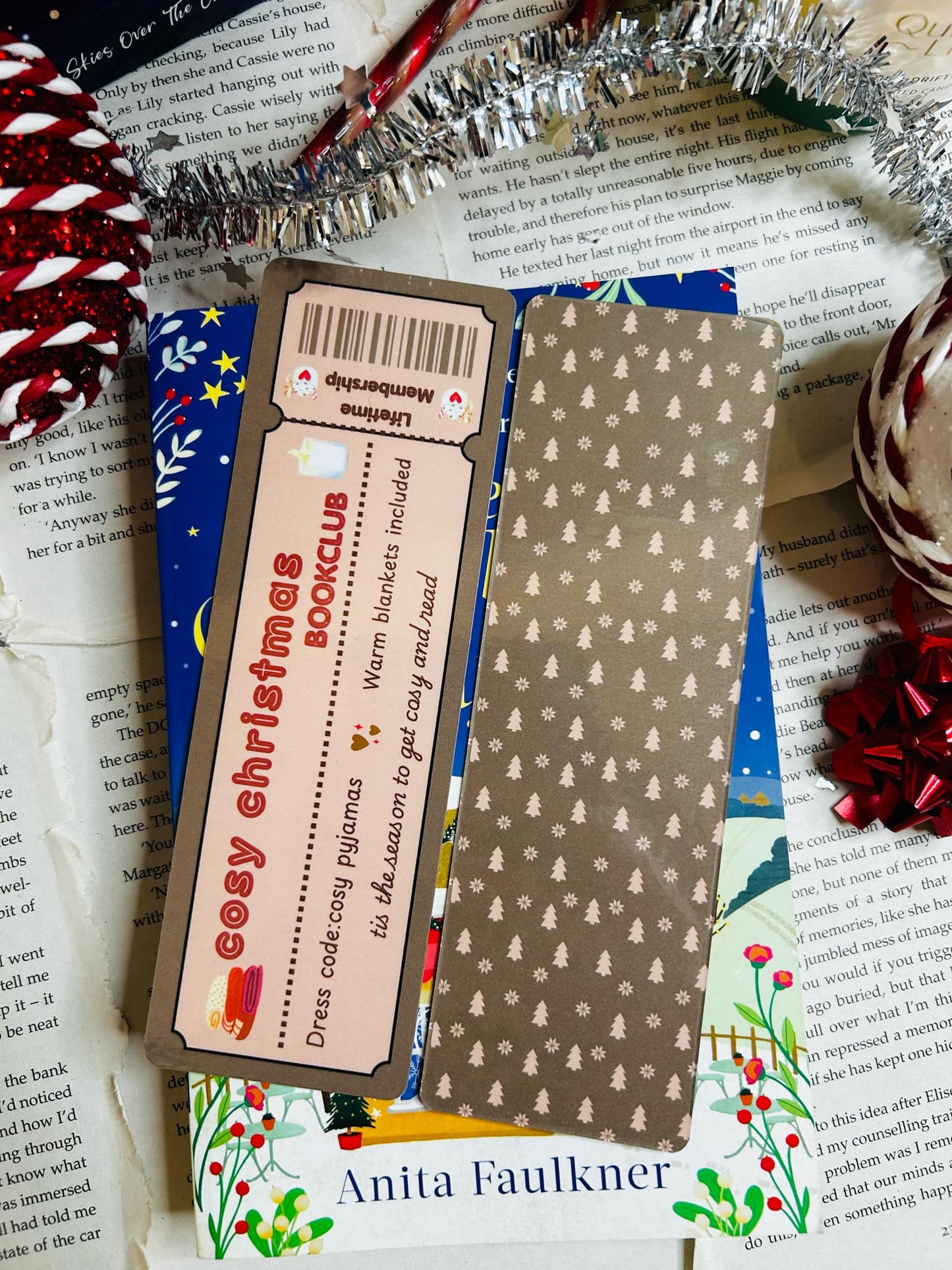 cosy christmas bookclub bookmark