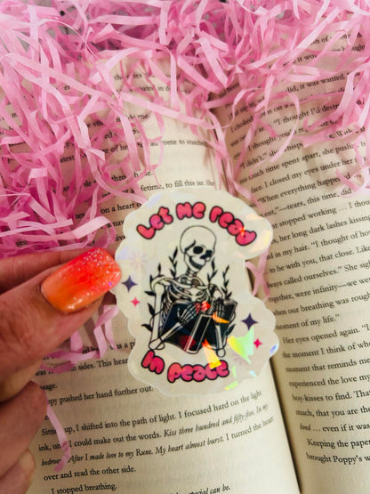 read in peace bookish holographic sticker