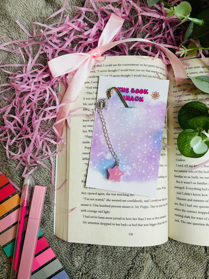 pink star charm beaded bookmark