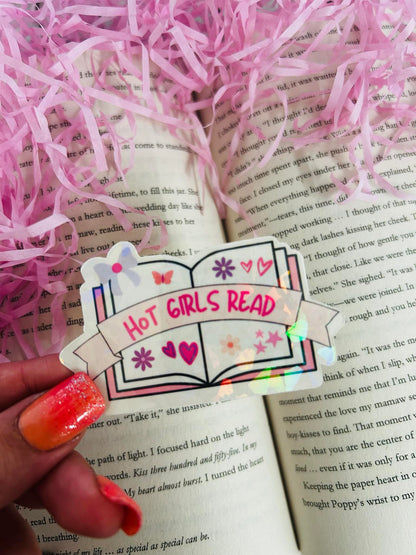 hot girls read holographic sticker