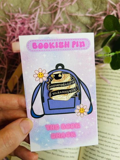 cuppa tea and a book bookish pin