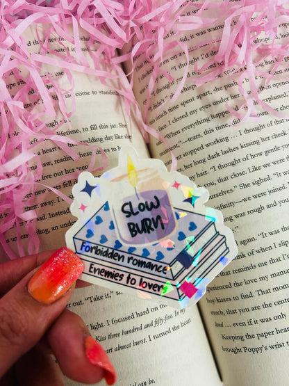 slow burn candle holographic sticker