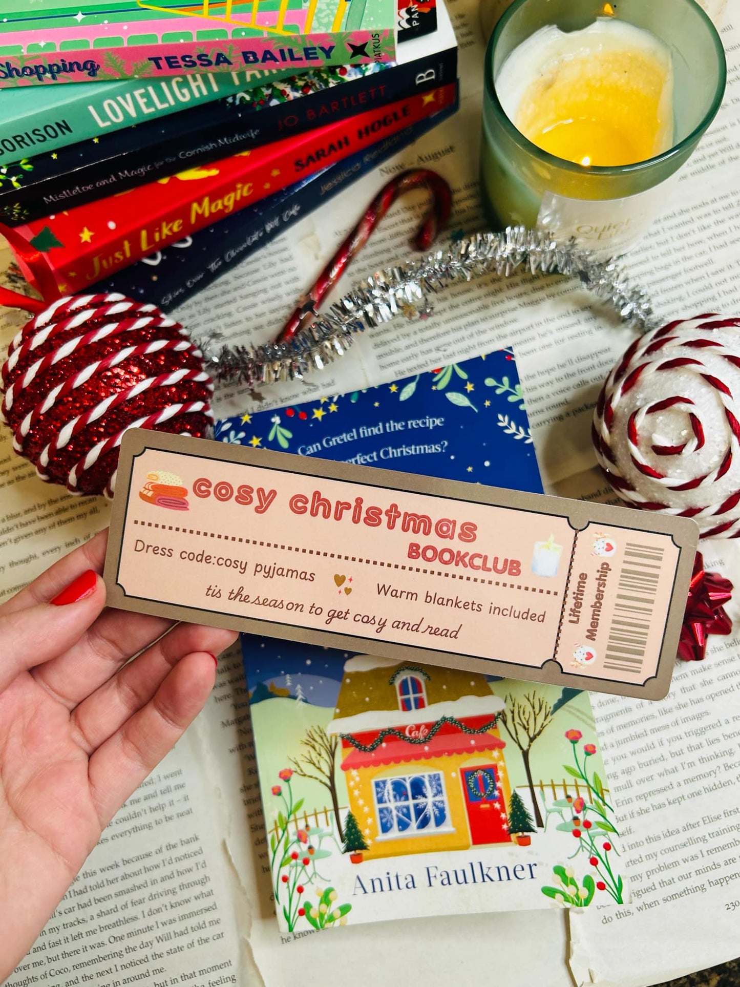 cosy christmas bookclub bookmark